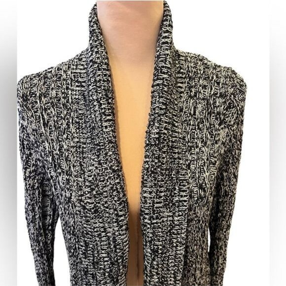 Anthropologie Long Oversized Knit Cardigan Black White Relaxed Fit Size Small - Picture 3 of 9
